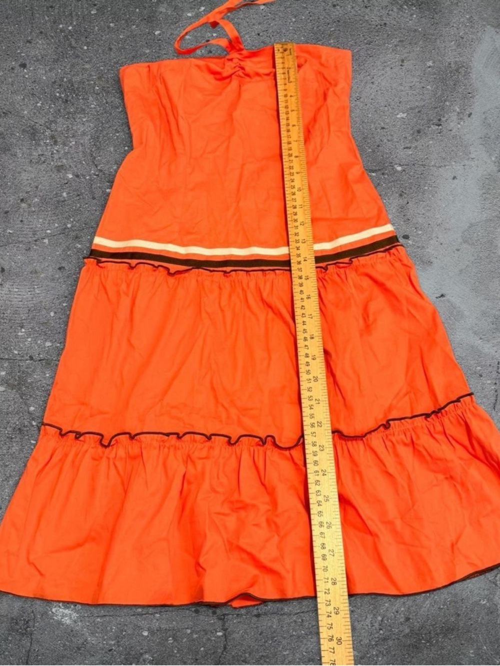 orange halter mini dress y2k ruffle tiered summer - Picture 2 of 5